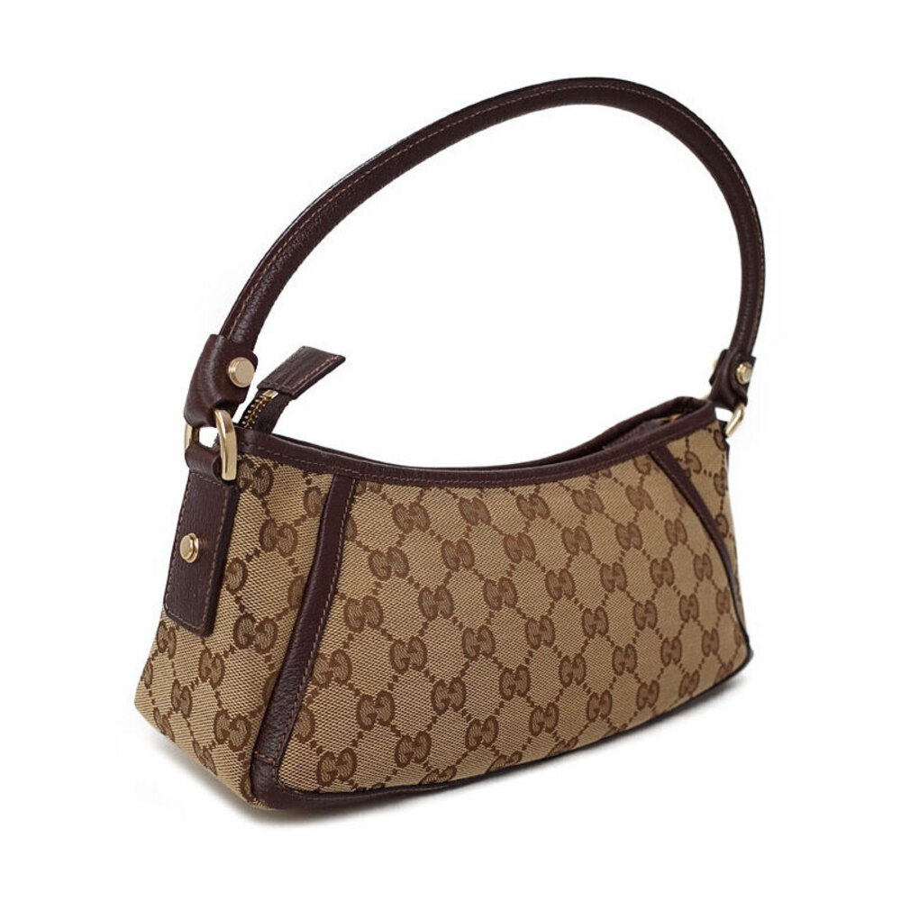 Gucci Tan Canvas Shoulder Brown Leather GG Abbey Bag